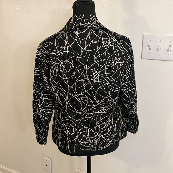 Peter Nygard Embroidered Full Zip Jacket Black Gold Accents, Sz. M/L. - Picture 8 of 9